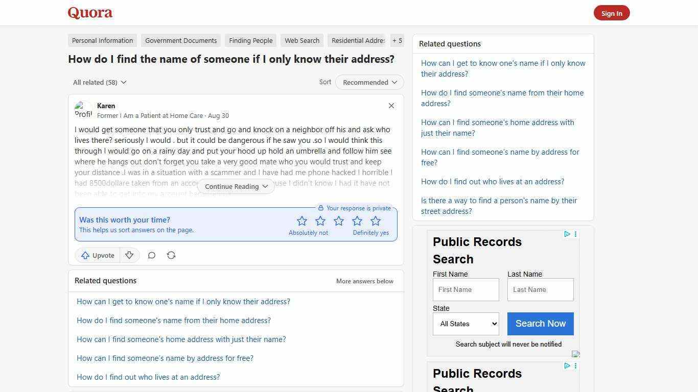 How to find the name of someone if I only know their address - Quora